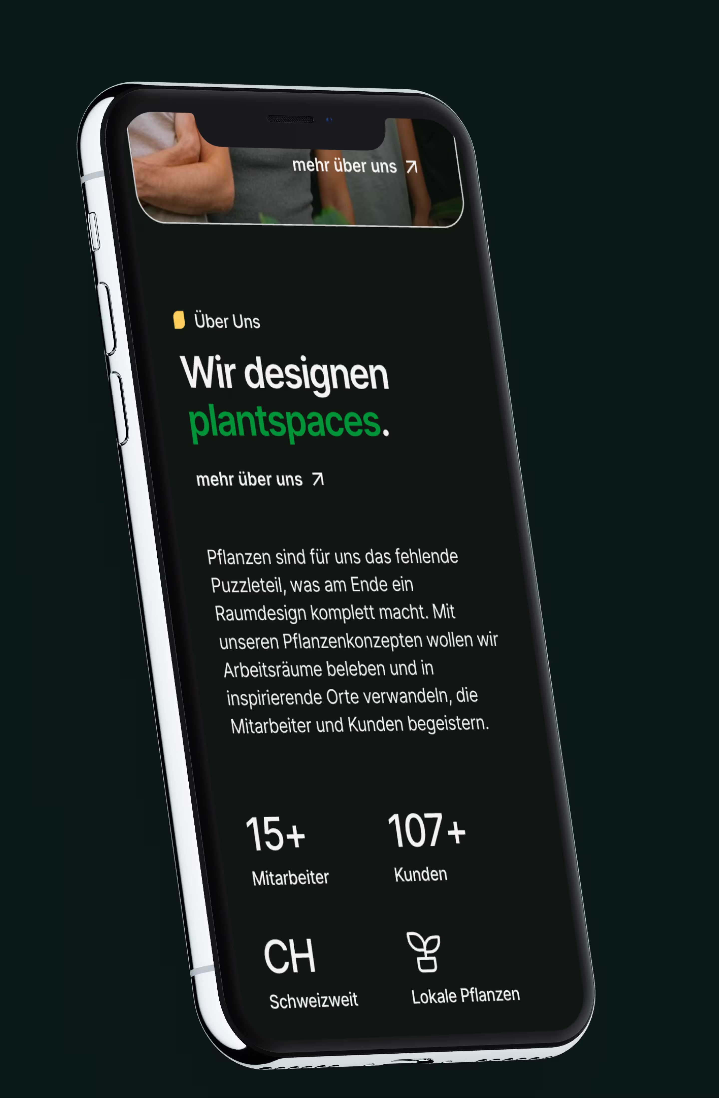 plantworks projekt referenz webseite mockup im handy