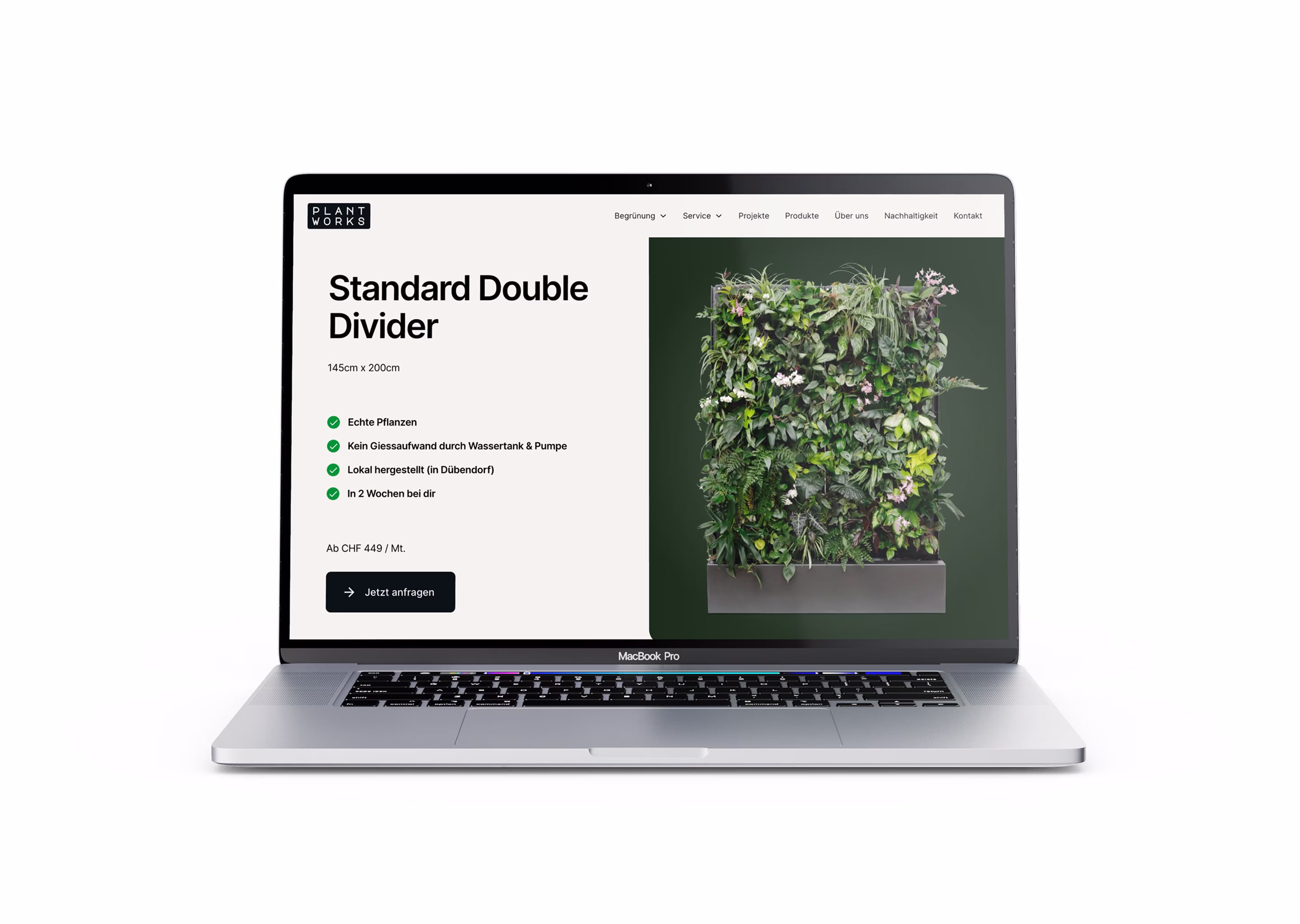 plantworks projekt referenz webseite mockup im laptop