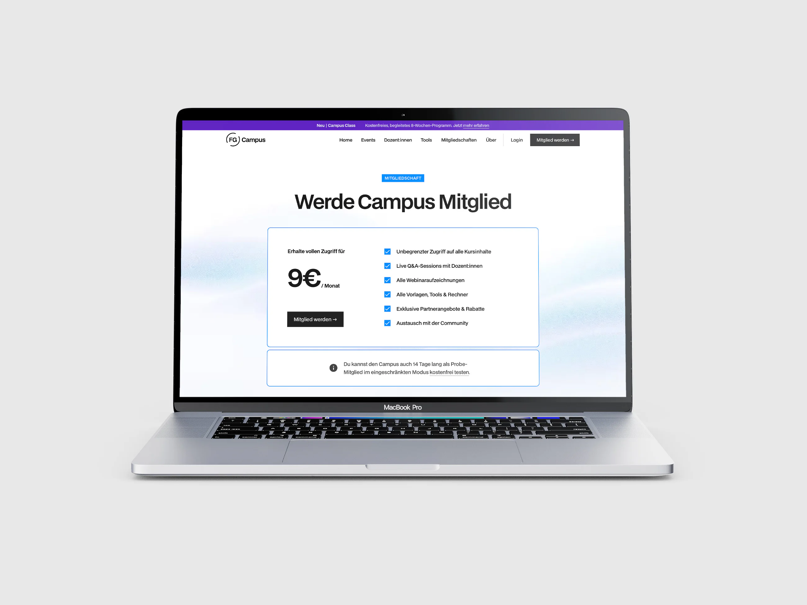fg campus projekt referenz webseite mockup im laptop