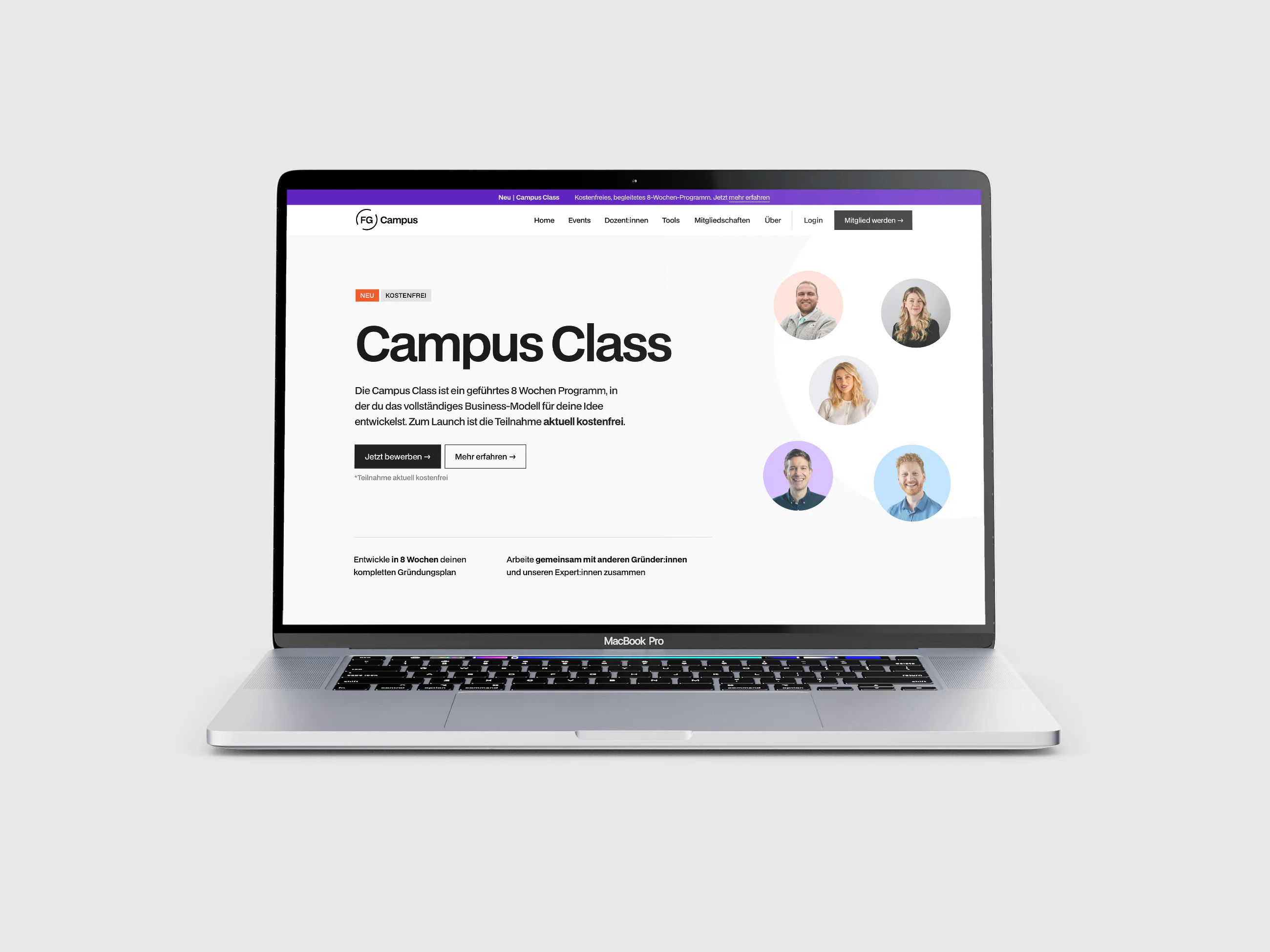 fg campus kursansicht als mockup im laptop